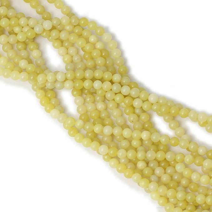 60PCS 6mm Natural Yellow Lemon Jade Gemstone Round Loose Beads for Jewelry Making DIY Findings 1 Strand 15"