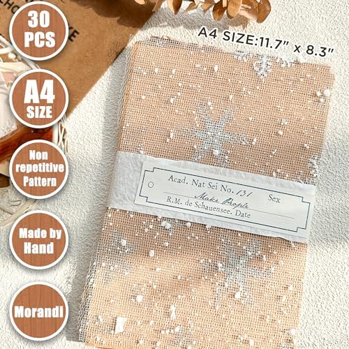 30 Pcs Large A4 Handmade Textured Scrapbook Paper Mesh Journaling Supplies - Image 3