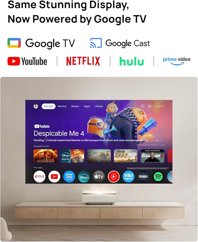 XGIMI AURA Series UST Laser Projector, Dolby Vision, IMAX Enhanced, 1,000,000:1 Dynamic Contrast Ratio, 0.177:1 Throw Ratio, Harman Kardon, 2300 Lumens AURA 2 GTV White