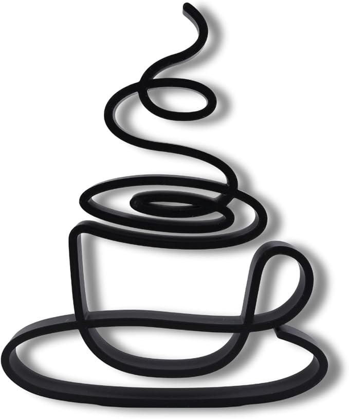 Nexus Box Coffee Sculpture – Minimalist Decorative Accent for Caffein Lovers & Modern Home Decor | Collectible Design (Abstract Coffee Cup Matte Black)
