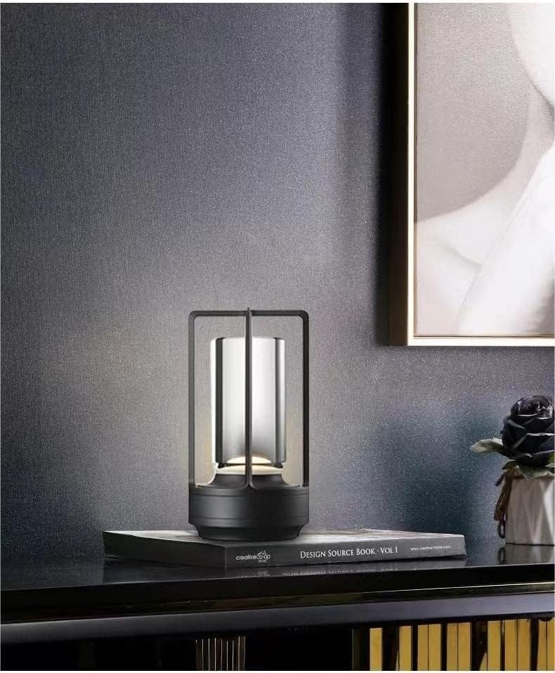 Rechargeable Cordless Small Metal Table Lamp, Stepless Dimming, 3-Color by HAPYGILightings