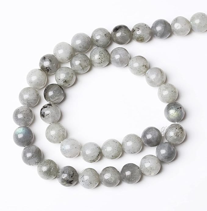 60PCS 6mm Natural Gray Labradorite Stone Beads Larvikite Round Loose Spacer Beads for Jewelry Making for Jewelry Making DIY Bracelet Necklace 15 Inch,Energy Stone Healing Power(6mm, Gray Labradorite)