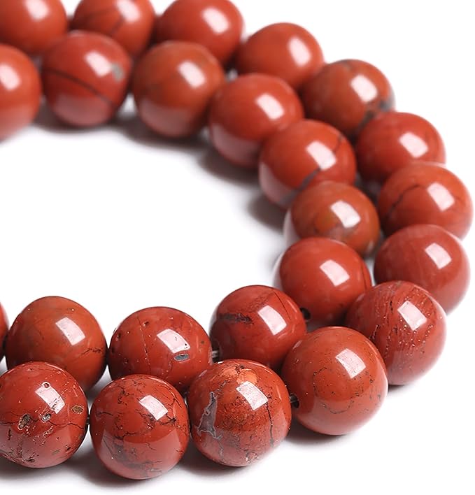 6MM 60PCS Natural Stone Chinese Red Jaspers Spacer Beads for Jewelry Making DIY Bracelet