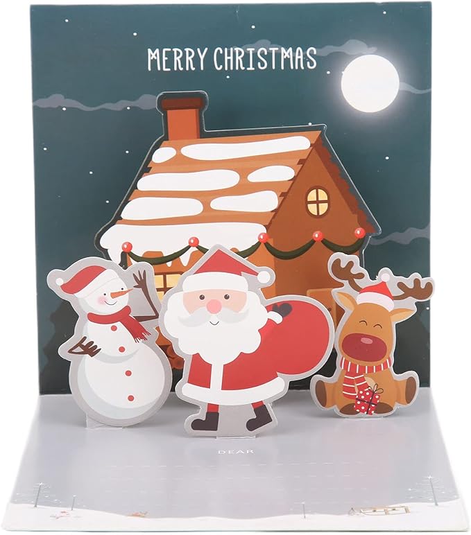 3D Greeting Cards,Christmas Party Card Sets,Greeting Three Dimensional Christmas Special Decorative Paper with Envelope Sticker (Type E)