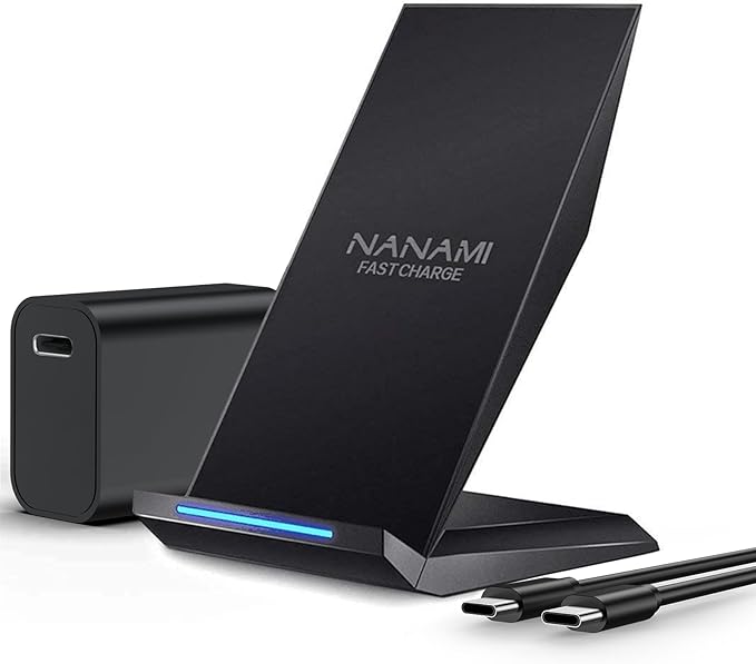 NANAMI Fast Wireless Charger with USB Phone Charger, Qi Certified Charging Stand with 20W PD Adapter for iPhone 17/17 Pro/17 Pro Max/16/16 Plus/15/14/13/12,10W for Samsung Galaxy S25/S24/S23/S22/S21