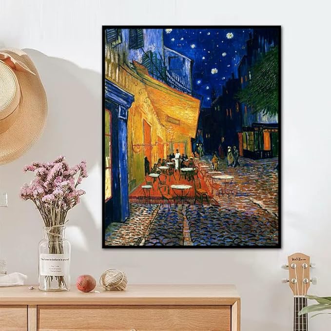 msspart Vincent Van Gogh Canvas Wall Art Cafe Terrace At Night Painting Classic Artwork Picture Print for Home Decor 24"x36"