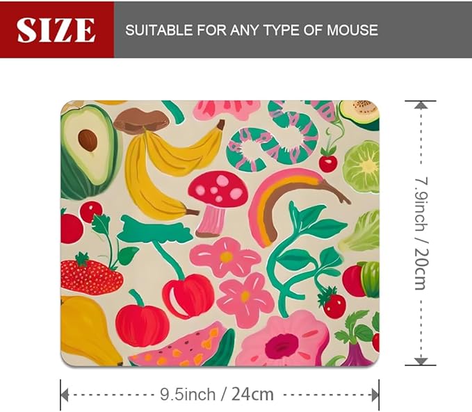 Graffiti Fruit Texture Mouse pad, Square Waterproof and Anti Slip Mouse pad for Office laptops