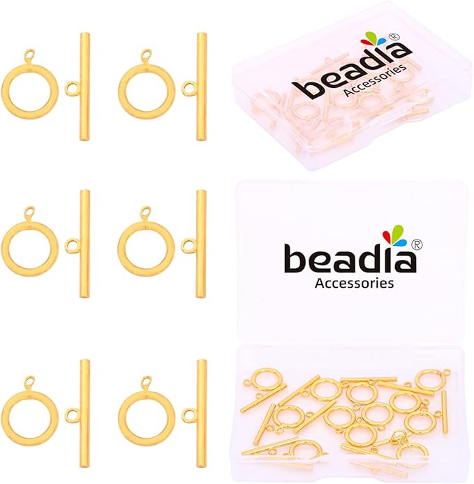 18K Gold Plated OT Toggle Clasps Non Tarnish 10x17mm 12 Pairs for Jewelry Making Findings