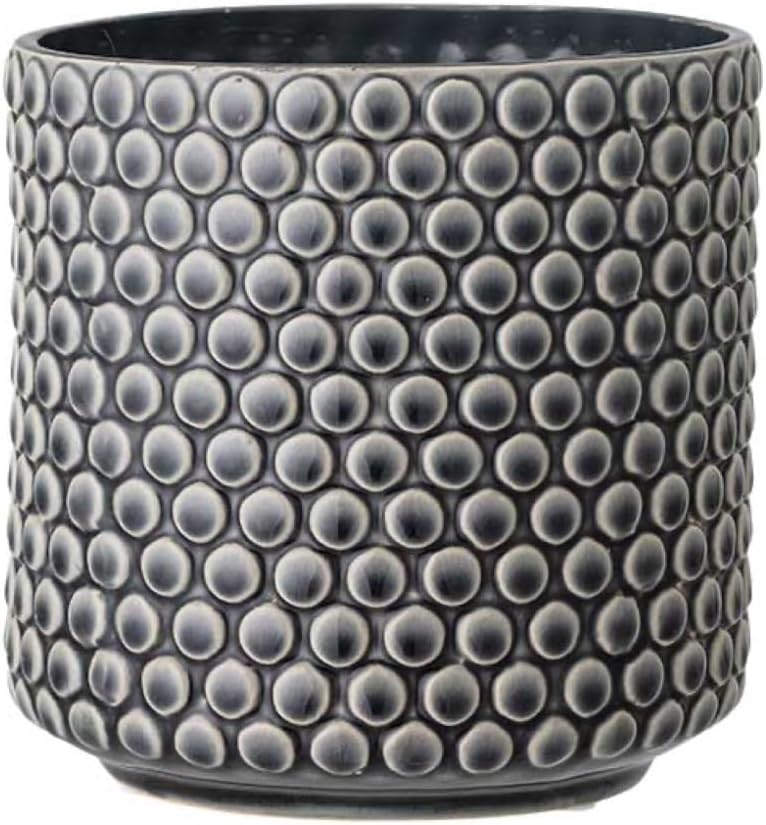 Nordring Stoneware Flower Pot – 6’’ Grey Planter with Polka Dots – Modern Ceramic Pot with Crackle Glaze – No Drainage Holes – Holds 5’’ Indoor Plant by Nordring