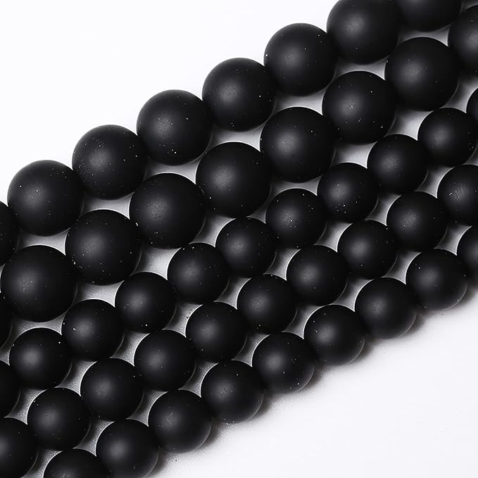 60pcs 6mm Matte Natural Black Agate Onyx Beads Round Loose Beads for Jewelry Making DIY Bracelets Crystal Energy Healing Power Stone (6mm, Matte Black Agate)