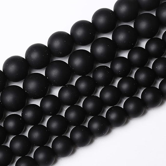 32pcs 12mm Matte Natural Black Agate Onyx Beads Round Loose Beads for Jewelry Making DIY Bracelets Crystal Energy Healing Power Stone (12mm, Matte Black Agate)