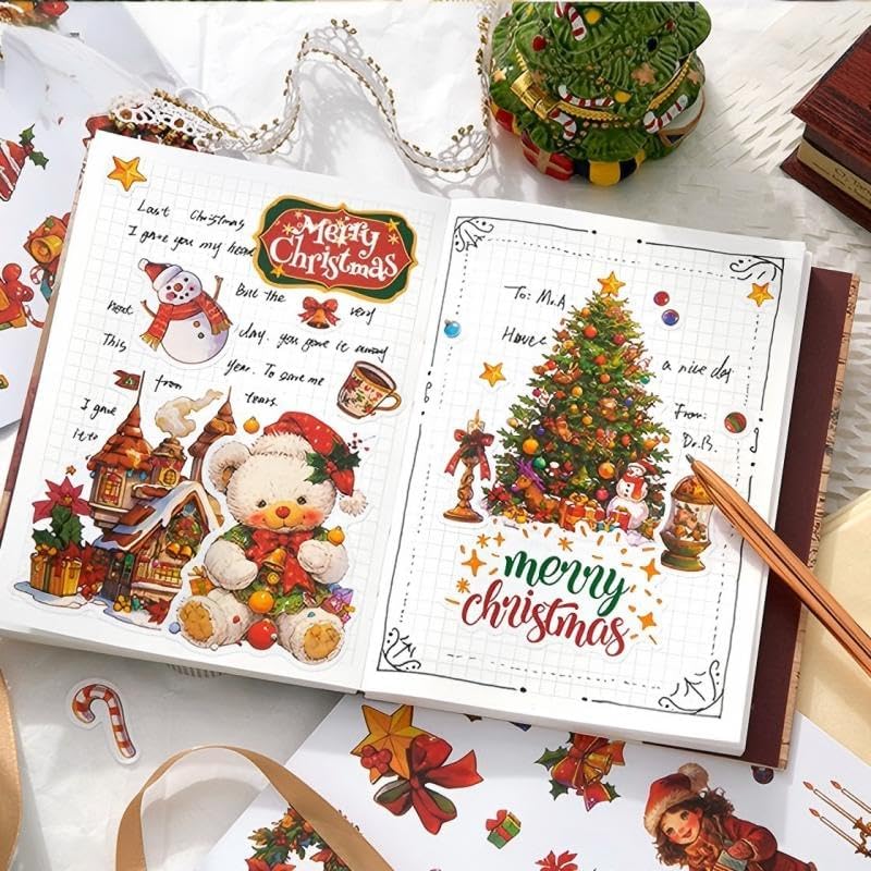 Holiday Sticker Book, Cartoon Stickers Book with Art Coated Paper Creative Activity Stickers for Adults, DIY Scrapbooking Phone Cases Laptops Party Gifts (Holidays) - Image 3