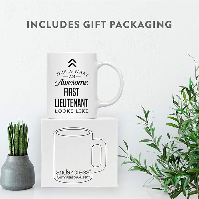 Andaz Press 11oz. Ceramic Coffee Tea Mug Thank You Gift, This is What an Awesome First Lieutenant Looks Like, 1-Pack, Birthday Christmas Gift Ideas Coworker Him Her, Includes Gift Box