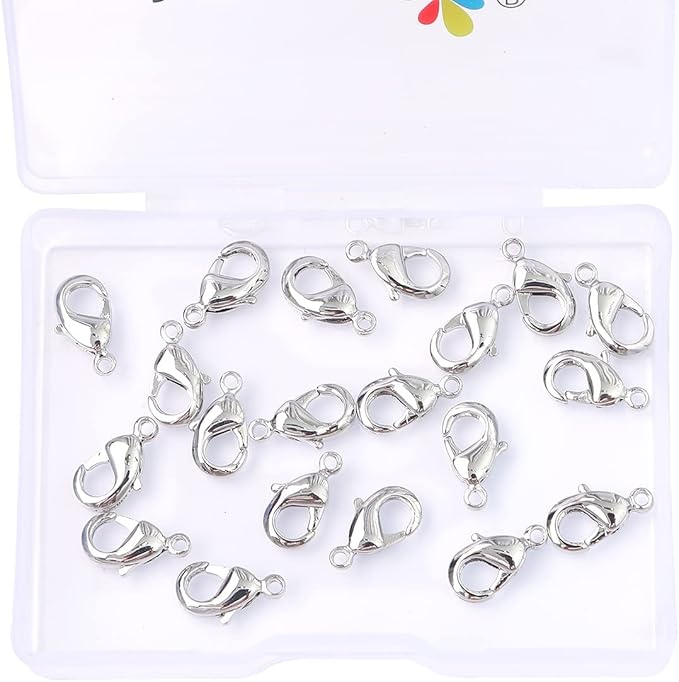 Platinum Plated Lobster Clasps Non Tarnish 12mm 20pcs for Jewelry Making Findings