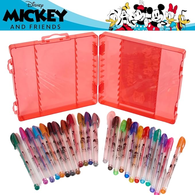 Disney Mickey and Friends Gel Pens Set for Kids, 24 Pack with Glitter Gel Pens, Cute Pens for Boys and Girls – Mickey Mouse, Minnie Mouse, & Donald Duck