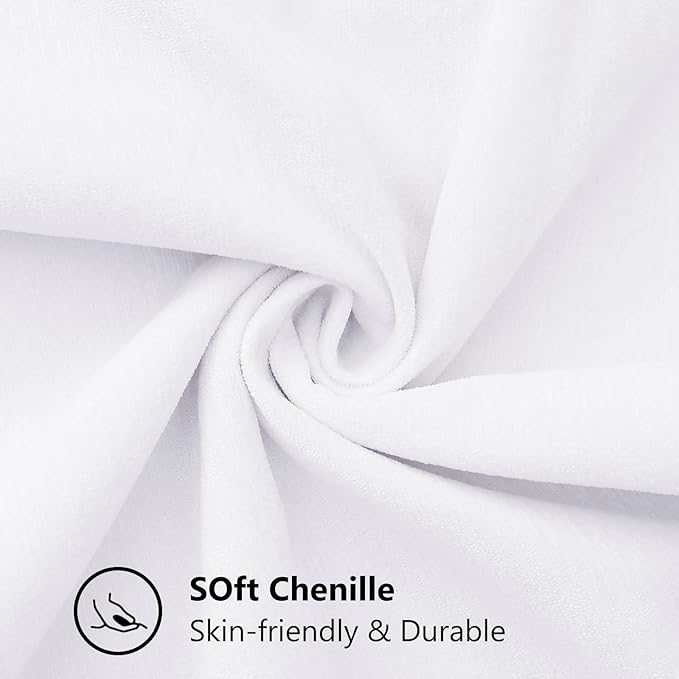 decorUhome Spring Chenille Soft Throw Pillow Covers 12x20 Set of 2, Lumbar Velvet Farmhouse Neutral Decorative Pillow Covers with Stitched Edge for Couch Sofa Bed Home Decor, White