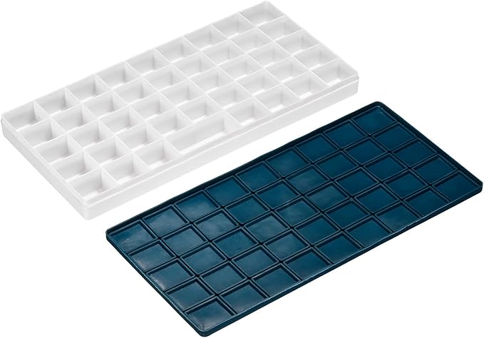 PATIKIL 44 Compartments Paint Palette, 2 Pack Plastic Painting Tray Deep Saver Box Detachable with Soft Cover Art Supplies Storage Organizer for Watercolor Gouache Oil Paint Art