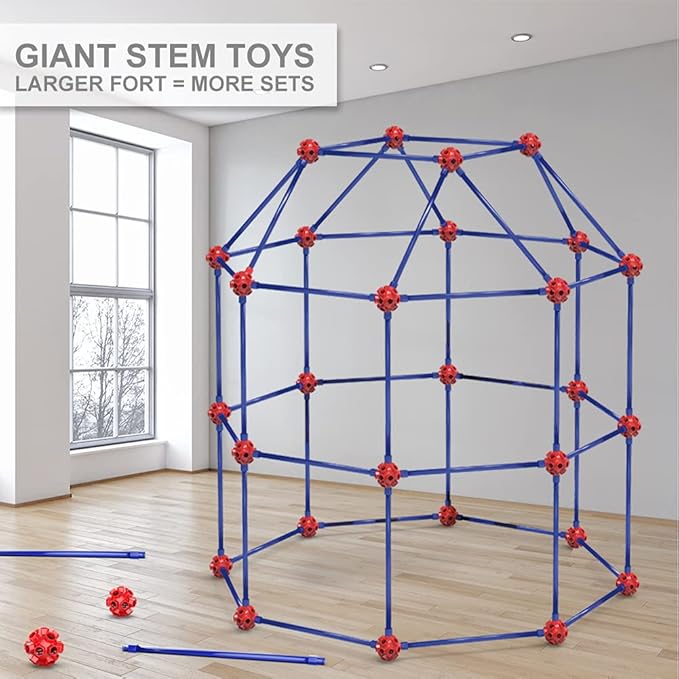 OleFun Fort Building Kit for Kids 4,5,6,7,8+Year Old Boys & Girls, 140 pcs, Creative STEM Building Toys for DIY Castles, Tunnels, Play Tent, Ideal Gift for Aged 5-8