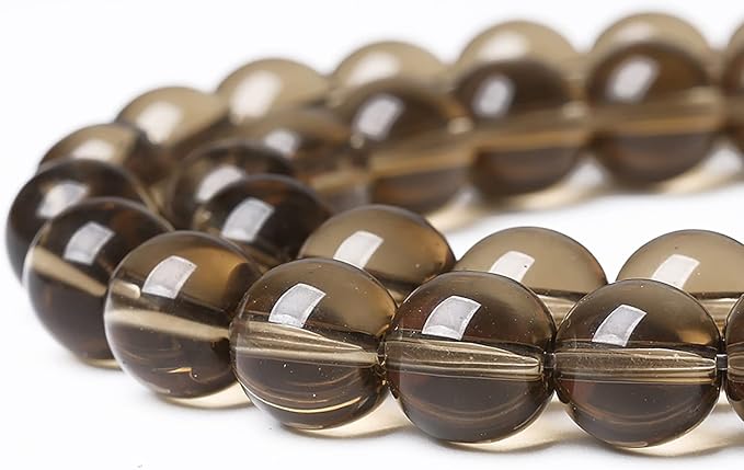 61PCS 6mm Smoky Crystal Quartz Glass Beads Natural Stone Round Loose Beads for Jewelry Making DIY Bracelet Necklace 15 Inch,Energy Stone Healing Power(6mm, Smoky Quartz Glass)