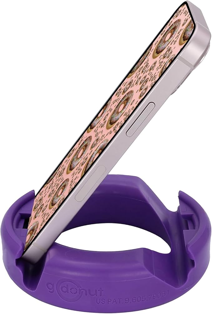 GoDonut – Phone Stand Original – Cell Phone Holder + Tablet Stand Desk Organizer – Compatible with Tablet, iPhone 17 16 15 14 Pro Max, Android & Most Smartphones - Purple