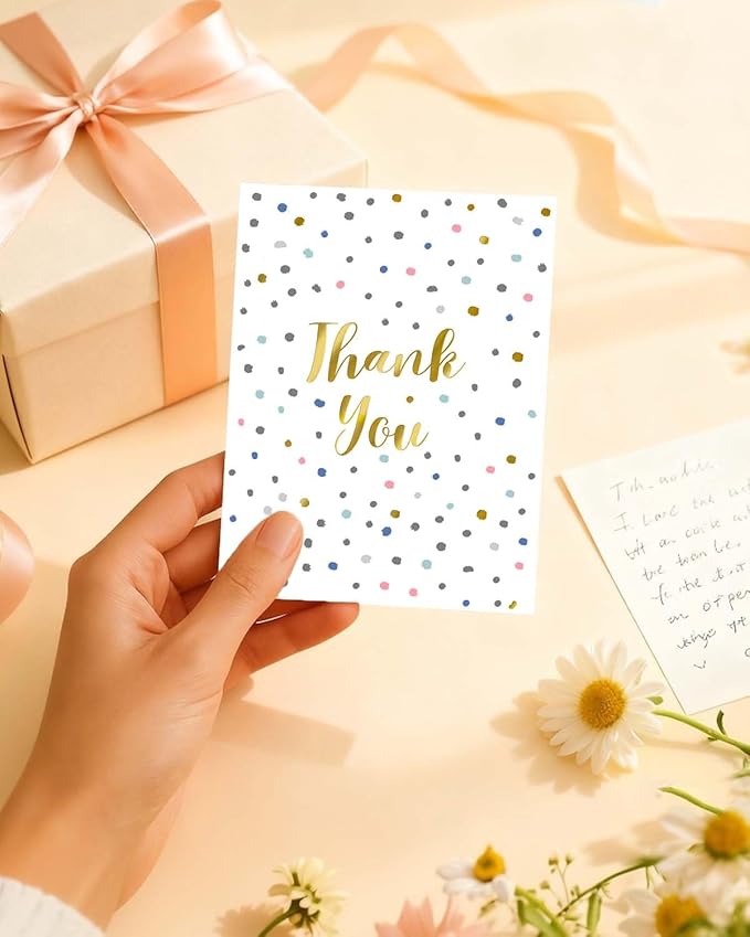 Thank You Cards with Envelopes (50 Pack) - Elegant All-Occasion Blank Note Cards for Wedding, Baby Shower, Teacher Appreciation, Graduation, Business & Holidays | Bulk Blank Thank You Notes Set (white)