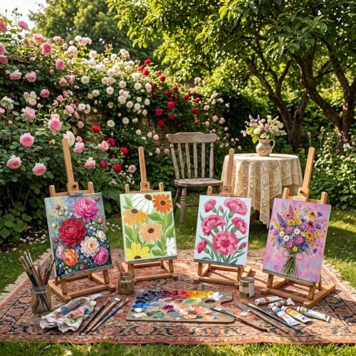 Sherr 24 Pcs Pre Drawn Canvas for Adult, Abstract Flower, 8 x 10 Inch - Image 5