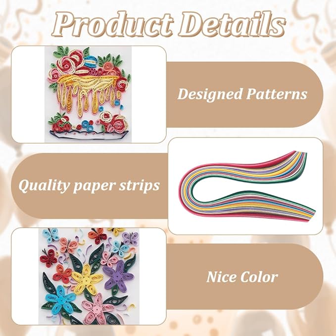 WEBEEDY 20 Sets Paper Quilling Kit DIY Happy Birthday Quilling Cards for Beginner,Blank Greeting Card Making Kit with Instruction Quilling Strips 5 Styles Heart,Cake,Balloons,Flowers for Invitation