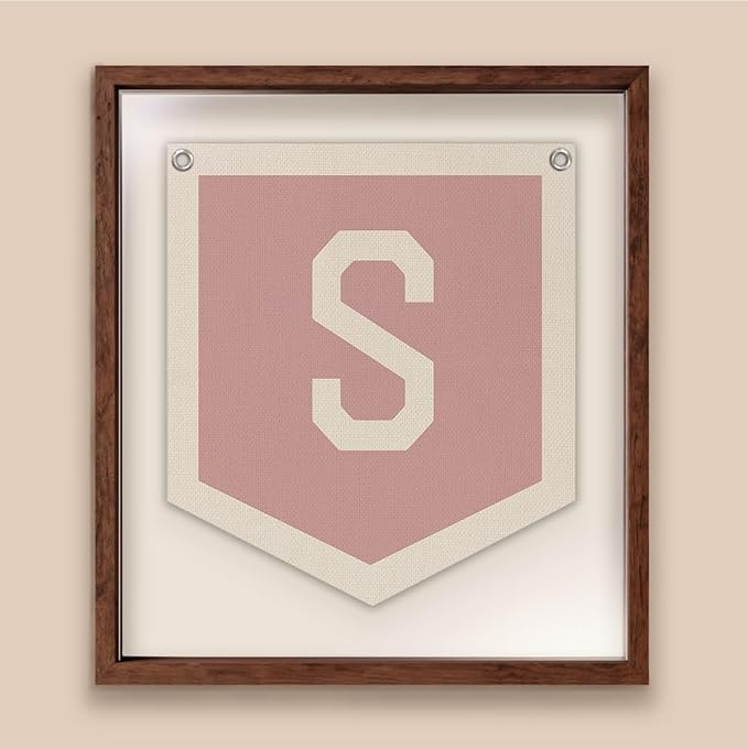 Lacama Pink Initial Personalized Preppy Banner, Baby Shower Decor Gifts, Wall Decor for Women Teen Girl, Vintage Room Decor Toddler Room Bedroom Playroom Front Door Birthday Gift(S)