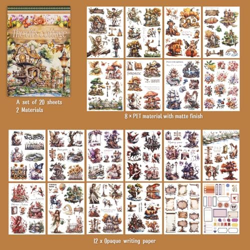 Dizdkizd Pre-Cut Cottage Core Sticker for Journaling, Elf Fairy PET and Paper Materials Vintage Ephemera Collage Book, Cute Bullet Journal Decals Scrapbook Supplies - Image 2