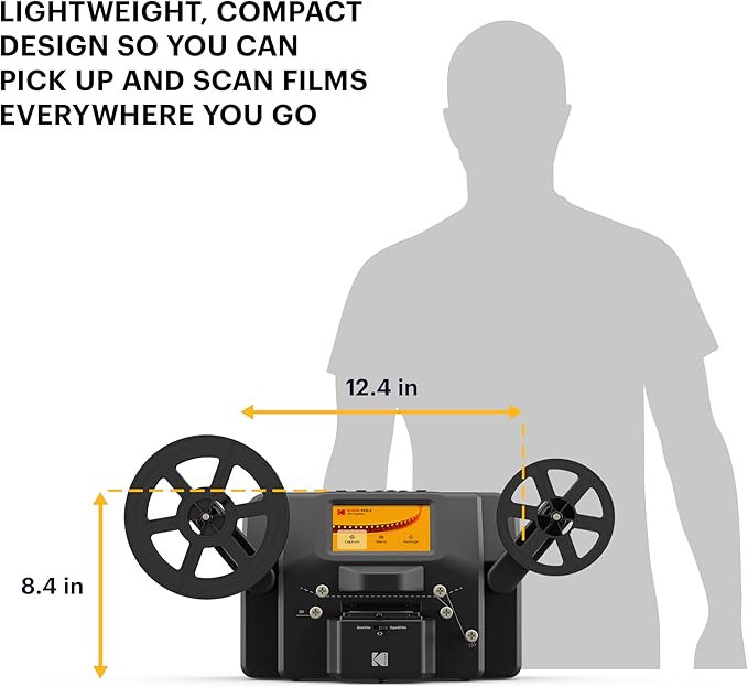 KODAK REELS 8mm & Super 8 Films Digitizer Converter with Big 5” Screen, Scanner Converts Film Frame by Frame to Digital MP4 Files for Viewing, Sharing & Saving on SD Card for 3” 4” 5” 7” and 9” Reels