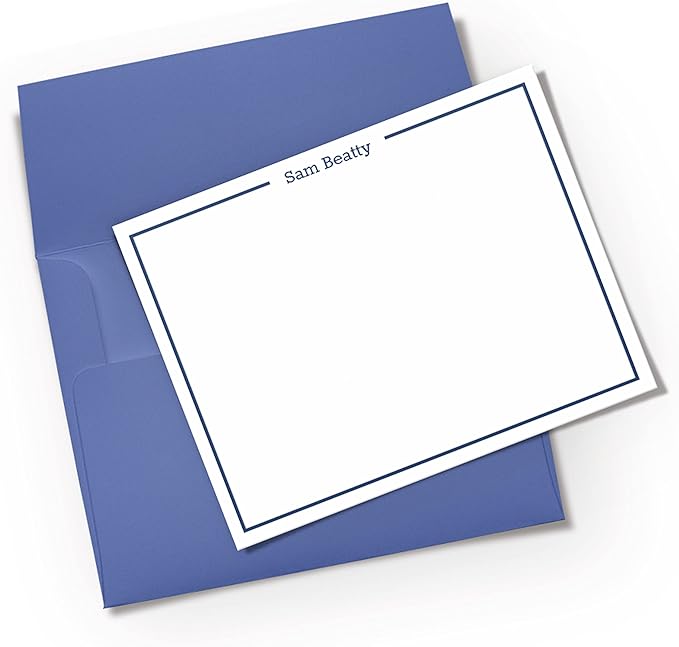 Personalized Stationery Note Cards and Envelopes for men - Custom Flat Note Cards Stationery Set - Choose Ink and Envelope Colors