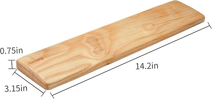 Wooden Keyboard Wrist Rest and Mouse Pad - Solid Wood Palm Guard for Keyboard and Mouse - Ash Wood (Fraxinus Excelsior, 14.2in)