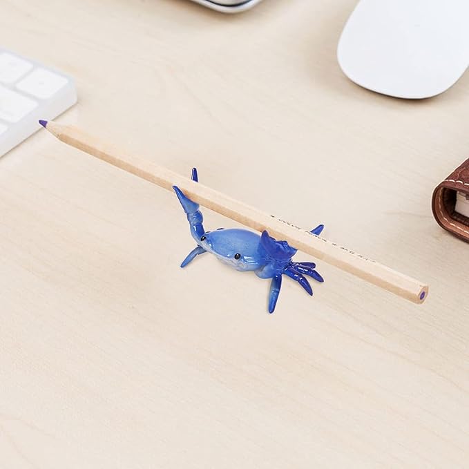 2Pcs Dark Blue Creative Crab Pen Holder Weightlifting Crabs Pen Stand Storage Rack, Office Desktop Decoration, Pencil Holders Desk Supplies Holders and Dispensers, Desk Accessories and Workspace