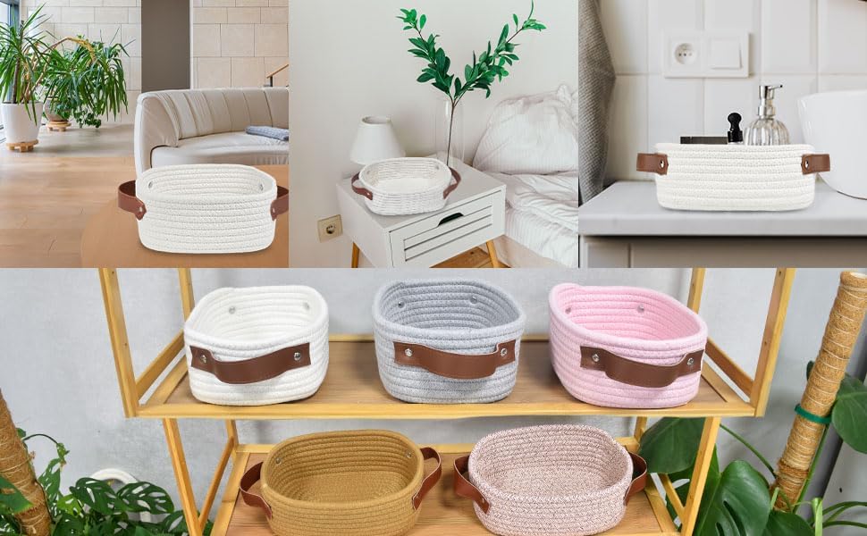 ABenkle Small Storage Basket, Mini Rope Woven Baskets, Cute Shelf Closet Storage Organizer, Boho Decorative Toy Bin for Nursery, Living Room, Spa, Empty Gift Basket - XS, Mixed Brown - Image 7