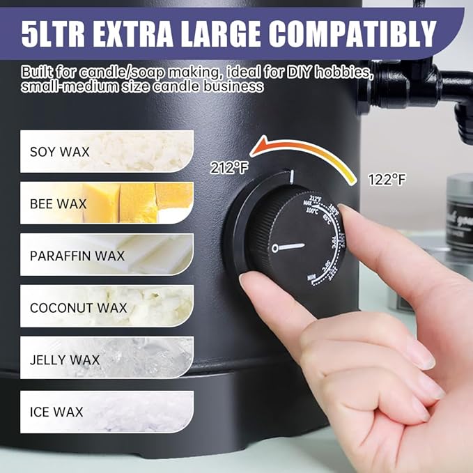 TOAUTO 10Lbs Wax Melter for Candle Making - Candle Wax Melting Pot with Faster Pour Spout and Temperature Controller, No Cloggy and Easy Clean Up