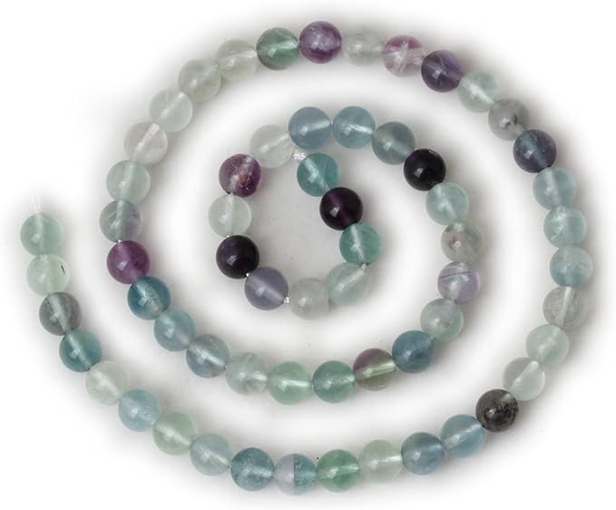 60PCS 6mm Natural Colorful Fluorite Gemstone Round Loose Beads for Jewelry Making DIY Findings 1 Strand 15"