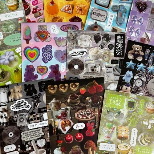 800+ Kawaii Japanese Stickers for Journaling, 45 Sheets Vintage Cute Desserts Themed Japanese SticBook for Scrapbooking,Junk Journal Supplies, Planner(Sea) - Image 6