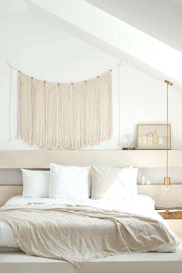 Mkono Large Macrame Wall Hanging Boho Tapestry Woven Bohemian Above Bed Wall Decor Wedding Christmas Backdrop Decoration for Bedroom Living Room Nursery Dorm Apartment, Idea Gift, 47" L X 28" W