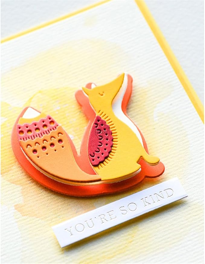 DzIxY Shadow Patchwork Animal Fox Leaves Metal Cutting Dies for Card Making Kit Embossing Paper Die Cuts Set Scrapbook Stencils Supplies Machine Templates