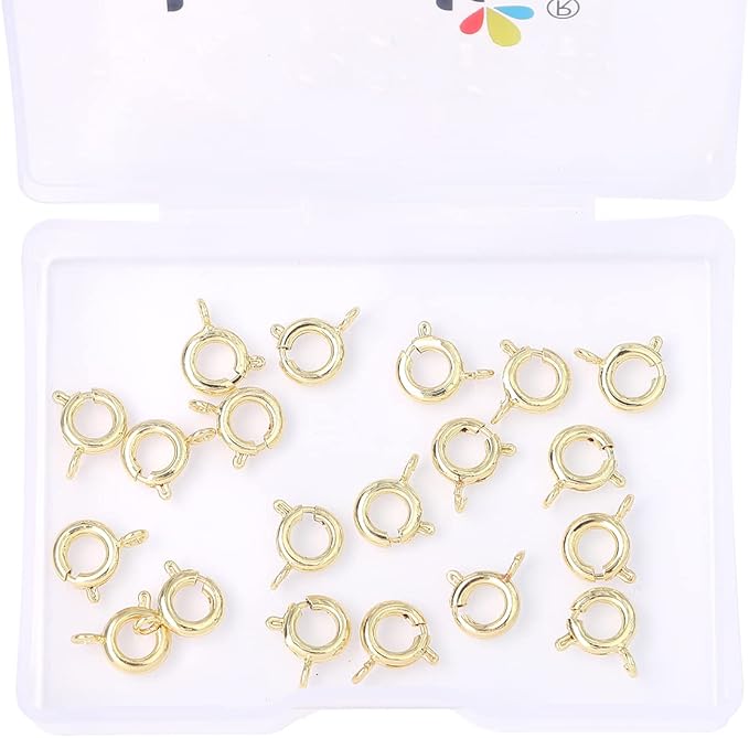 14K Gold Plated Spring Clasps Non Tarnish 7mm 20pcs for Jewelry Making Findings