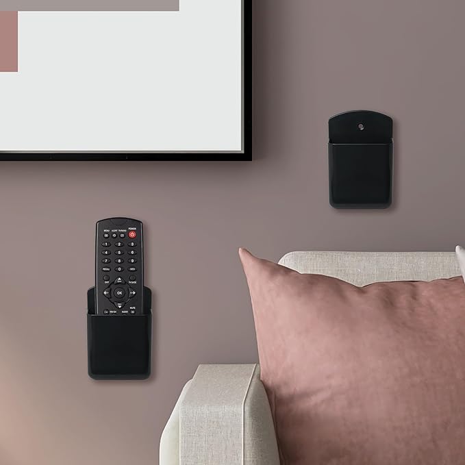 3 Pcs Remote Control Holder Wall TV Remote Holder Self Adhesive Marker Holder Pen Holder Stroage for Home Office School (Black)