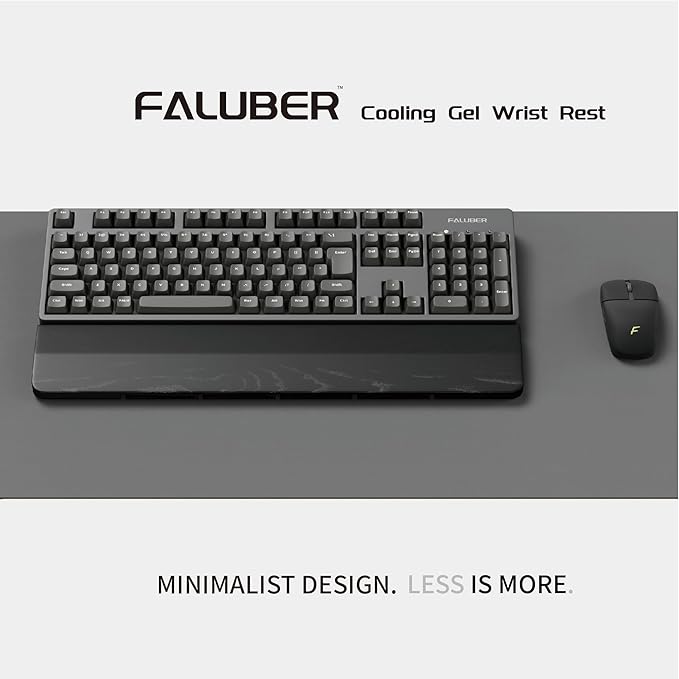 Faluber Wooden Wrist Rest Black Lacquered, 17.3-inch Length and 20mm Thickness for Fullsize Keyboard, Ergonomic Palm Rest for Mechanical Keyboard, Stain Resistant (Fullsize-440mm, Black Lacquered)