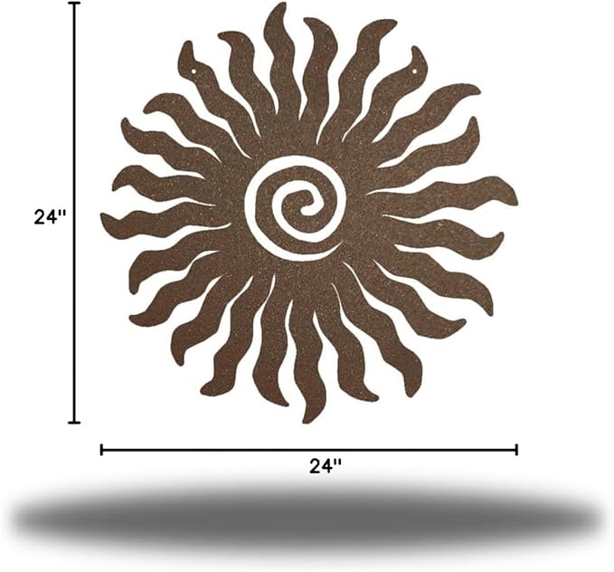 Riverside Designs Sunburst Metal Wall Art Steel Outdoor Decor - Heavy-Duty and Waterproof - Made in USA (24", Rust)