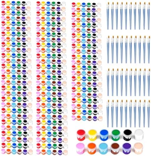 40 Pack Mini Acrylic Paint Set, 12 Colors Washable Paint Strips for Kids & Adults - Includes 80 Brushes, 480 PCS kids Paint Kits for Easter Eggs, Birthday, Classroom Party，school supplies by OLINGYOU