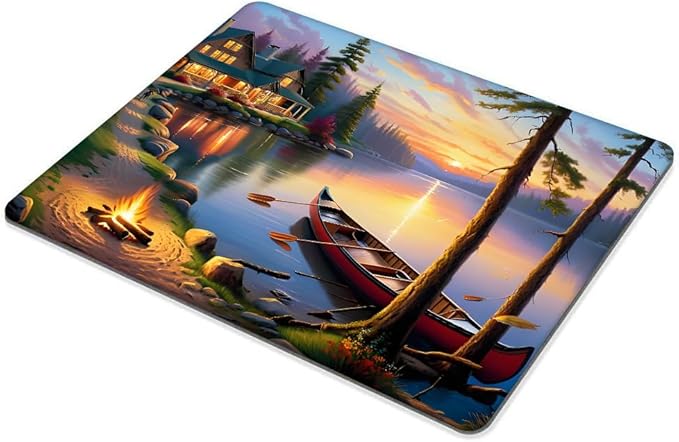 Square Mouse Pad Canoe Lake(2),Gaming Mouse Pads for Desk,Soft Computer Waterproof Non-Slip Mouse Mat
