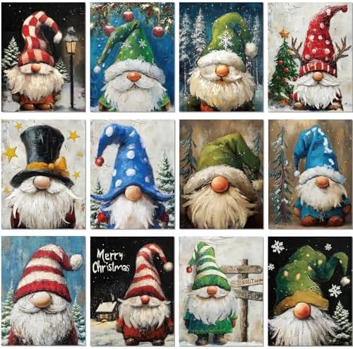 Sherr 12 Pcs Pre Drawn Canvas for Adults,Xmas Gnome,8 x 10 Inch by Sherr