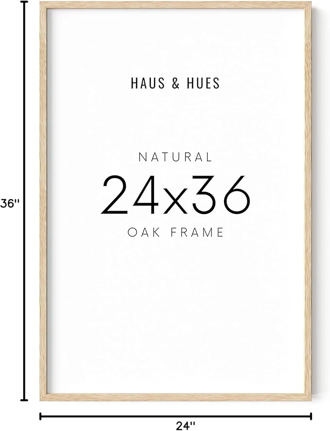 HAUS AND HUES 24''x36'' Beige Oak Wood Frames Set of 1-24x36 Natural for Posters, Frame Wood, Poster Wall, Light Picture (Beige Oak)