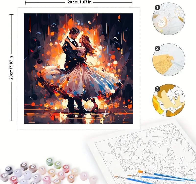 TAOPAOLAB Dancing Couple Digital Painting Kit for Adults - DIY People Oil Painting on Canvas 7.87x7.87in, Framed Acrylic Paint Kit, Good for Beginners, Home Decor or Gift Artwork - Image 2