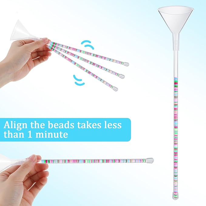 Quilax 6Pcs Beading Tools Kit, Beading Needles, Funnel, and Clips for 0.2" Clay Beads Jewelry Making, Bracelets, Necklaces (Not Include Clay Beads)