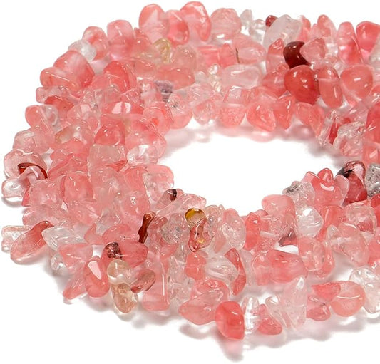 Gemstone Chips Natural Cherry Quartz 3-5mm Healing Crystals Waist Bracelets Necklace Kit Irregular Stone DIY Crafts Design Jewelry Making Approxi 32 inch